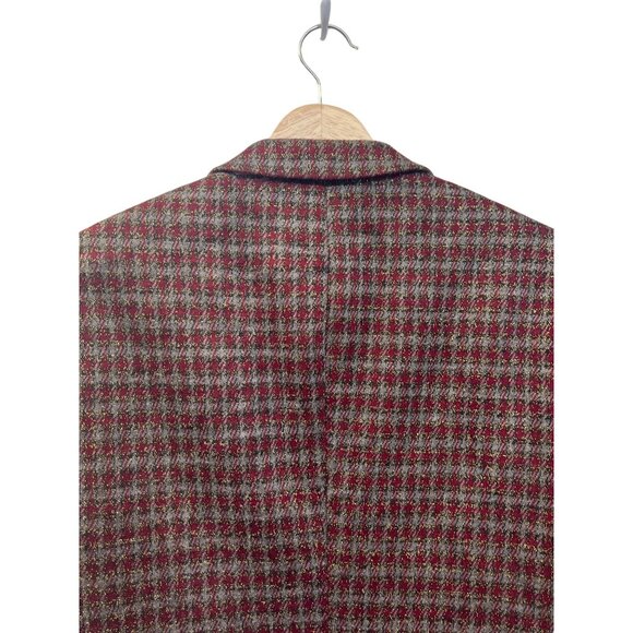 Asos NWOT Burgandy Red Brown and Gold 2 Button Blazer - Picture 7 of 9